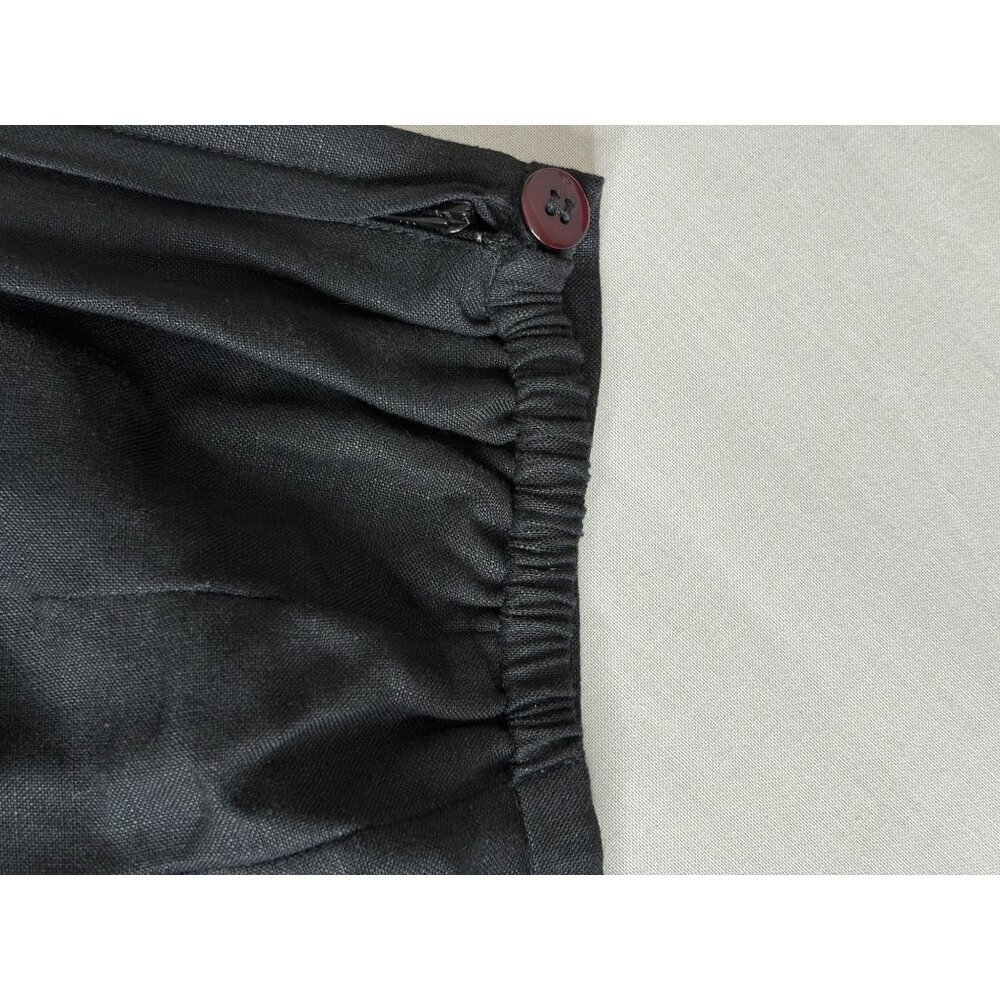 Plaza South Black Linen Tapered Pants Sz 18 Minimalist Slit Hem - Picture 7 of 12